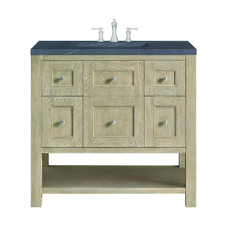 James Martin Vanities 36'' Single Vanity, Whitewashed Oak w/ 3 CM Charcoal Soapstone Quartz Top 330-V36-WWO-3CSP